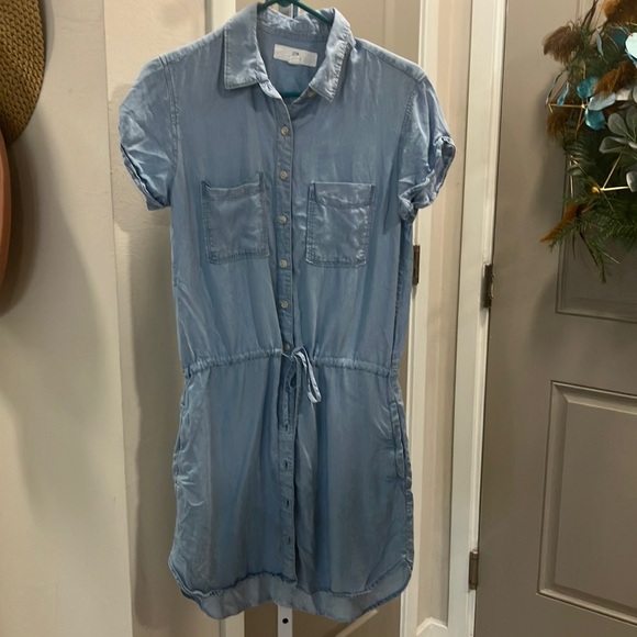 thread supply Dresses & Skirts - Blue Polo Collar Mini Dress with Cuffed Sleeves